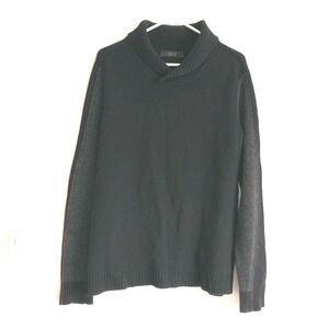 VNECK Made In Italy Sweater Mens 46/S*Black 100%Merino Wool Shawl Collar Effebi